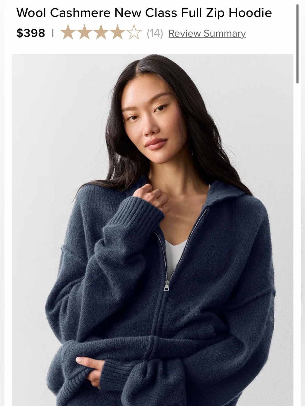 ALO Yoga Zip-Up Hooded Sweater in Navy